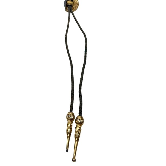 VTG Turquoise Red Coral Bear Claw Men's Bolo SSI USA Gold Tone - Picture 5 of 8